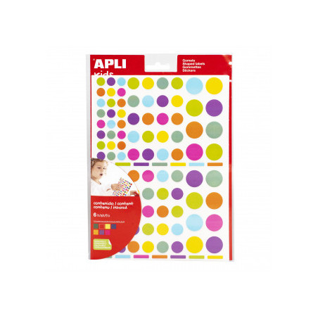 ETIQUETES APLI GOMETS MULTICOLOR PEPS RODONS 6f APL18463