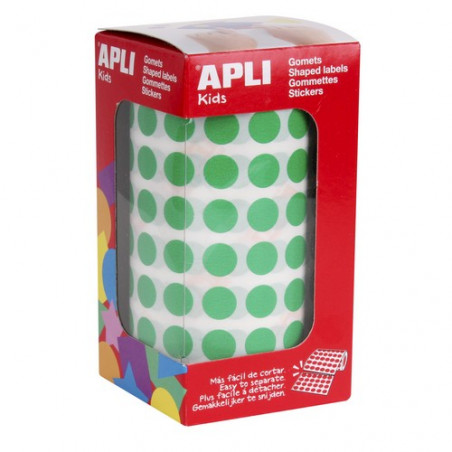 ETIQUETES APLI GOMETS ROTLLO 10mm ø VERD (5.192u) APL04854