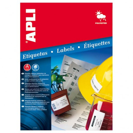 ZZ ETIQ. AUTOADHES. POLIESTER BLANCO  A/4 BOLSA 20