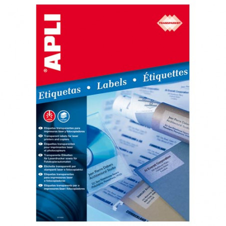 ZZ ETIQ. AUTOADHES. POLIESTER TRANSP. A/4 BOLSA 20