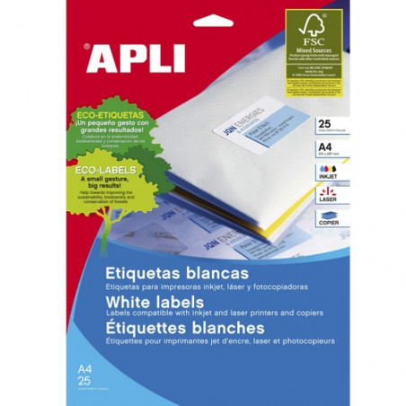 ETIQUETES A4 (0356x0169) (025f/80ef) APL10199 CR R