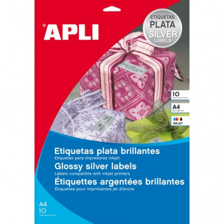 ETIQUETES A4 (0635 x0296) (020f/27et) APL11274 PLATA / INK (ABO)