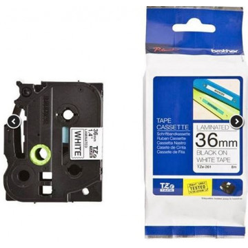 CINTA C BROTHER TZ261 36mm NEGRE/BLANC