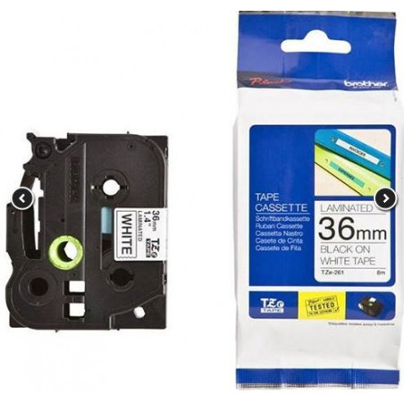 CINTA C BROTHER TZ261 36mm NEGRE/BLANC