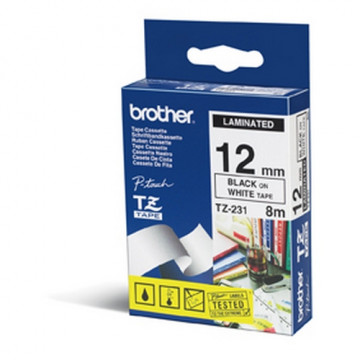 CINTA BROTHER TZ231 12 MM NEGRE/BLANC