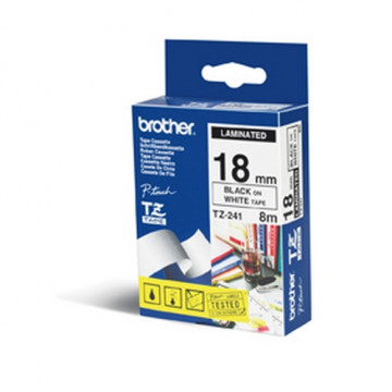 CINTA BROTHER TZ241 18mm NEGRE/BLANC 8m