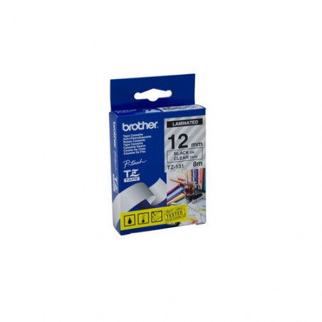 CINTA BROTHER TZE131 12mm NEGRE/TRANSP
