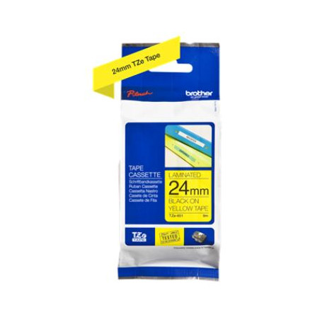 CINTA BROTHER TZE651 24mm NEGRE/GROC 8m