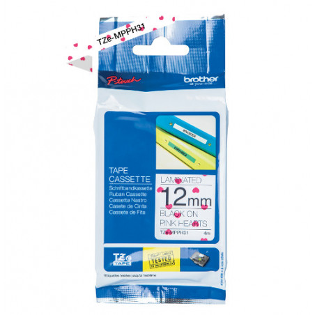 CINTA C BROTHER TZEMPPH31/VA31 12mm NEGRE/BLANC DECORAT CORS