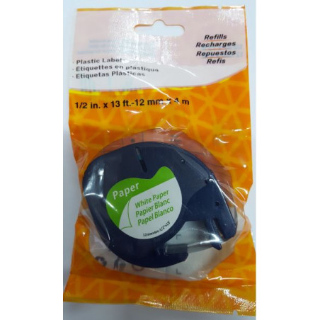 CINTA C DYMO TAG PAP. NEGRE/BLANC 12mm DYM91200