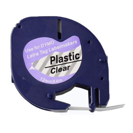 CINTA C DYMO TAG PLA. NEGRE/TRANSPARENT 12mm DYM12267