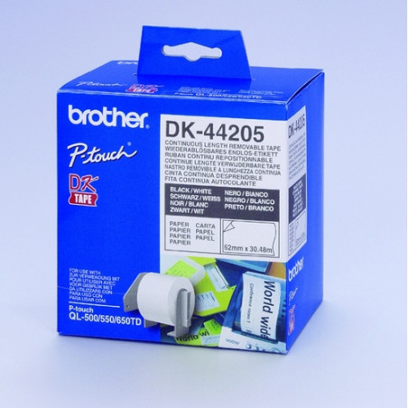ETIQUETES BROTHER (062x30m) Continu REMOVIBLE DK44205