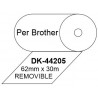 ETIQUETES C BROTHER (062x30m) Removible Continu DK44205