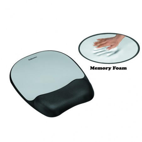 Reposamuñecas ratón Memory Foam Plateado