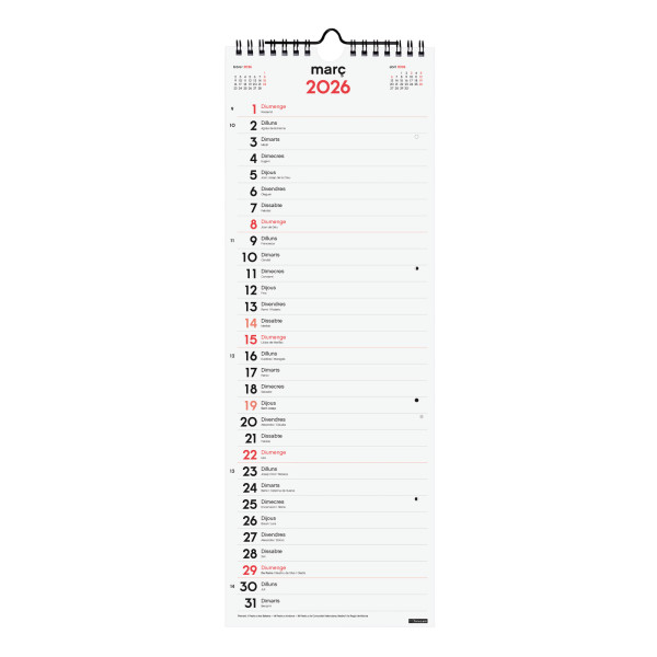 CALENDARI PARED ESP. M/V 155x430 APU. CAT FINOCAM