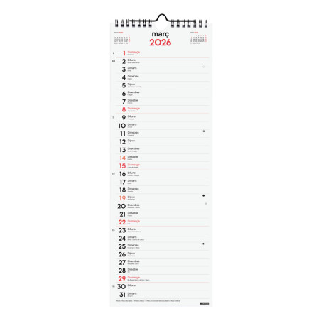 CALENDARI PARED ESP. M/V 155x430 APU. CAT FINOCAM