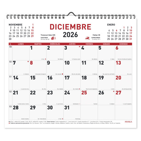 CALENDARI PARED ESP. M/V 300x247 APU. SP (MYRGA 1544)