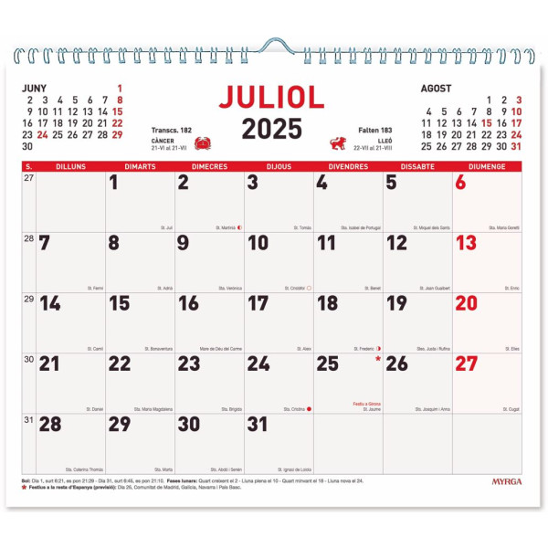 CALENDARI PARED ESP. M/V 300x247 APU.CAT (MYRGA 1644) CALENDARI PARED ESP. M/V 300x247 APU.CAT (MYRGA 1644)