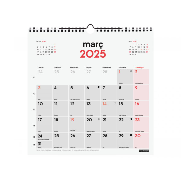 CALENDARI PARED ESP. M/V 300x300 APU. CAT FINOCAM CALENDARI PARED ESP. M/V 300x300 APU. CAT FINOCAM
