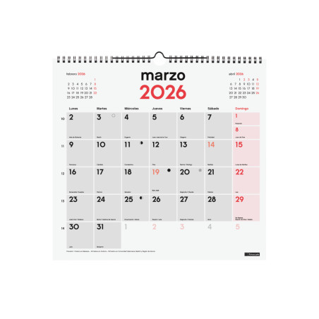 CALENDARI PARED ESP. M/V 340x320 APU. SP FINOCAM