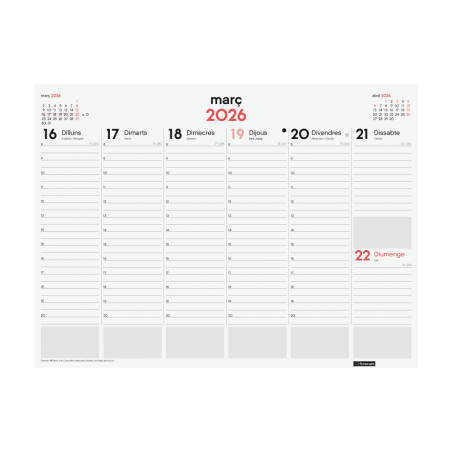 CALENDARI VADE ENCOLAT S/V 420x305 APU. CAT FINOCAM