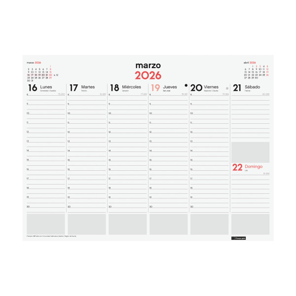 CALENDARI VADE ENCOLAT S/V 420x305 APU. SP FINOCAM