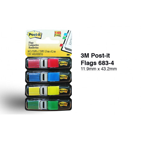 BANDERETES 12mm VM+BL+GR+VD POST-IT 683-4 (4x35u)