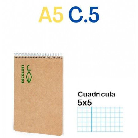 BLOC ESP. RECICLAT A5 C.5 (100f) 80gr ECO