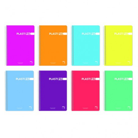 Cuaderno espiral A7 100 hojas 90gr. Tapa plástico cuadrícula 5x5 Plastipac Pacsa