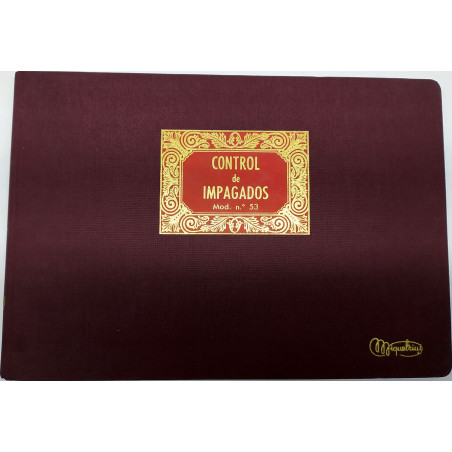 LLIBRE COMPTABILITAT Nº 53 CONTROL IMPAGADOS (300x210mm) FOLI AP