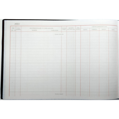 LLIBRE COMPTABILITAT Nº 54 VENCIMIENTOS MESES (300x210mm) FOLI A