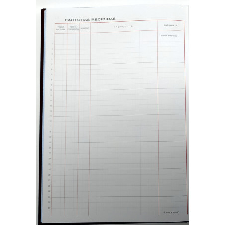LLIBRE COMPTABILITAT Nº 65 FACTURAS RECIBIDAS (220x315mm) FOLI
