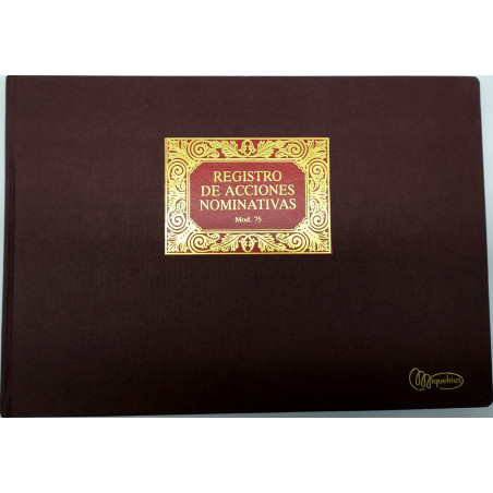 LLIBRE COMPTABILITAT Nº 75 ACCIONES NOMINATIVAS (300x210mm) FOLI