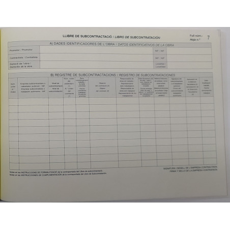 LLIBRE COMPTABILITAT Nº 89 SUBCONTRATACION CATALA FOLI AP