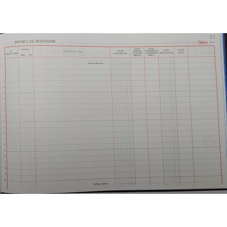 LLIBRE COMPTABILITAT Nº 94 BIENES INVERSION (300x210mm) FOLI AP