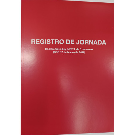 LLIBRE COMPTABILITAT REGISTRO JORNADA LABORAL FOLI (210x295mm)