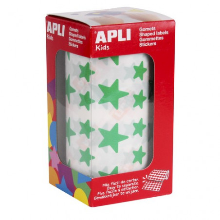 ETIQUETES ROTLLO ESTRELLES 12 i 19 mm APLI VERD