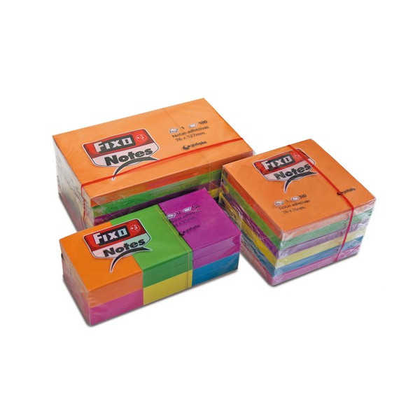 Notas adhesivas 38x51 mm. 100 hojas neón 12 blocs Fixo Notas adhesivas 38x51 mm. 100 hojas neón 12 blocs Fixo
