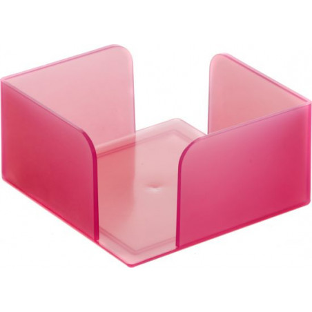 Portanotas cuadrado 105x105x55 fucsia translúcido. No incluye ta