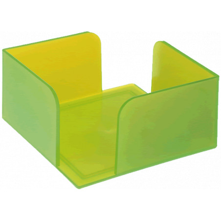 Portanotas cuadrado 105x105x55 verde translúcido. No incluye tac