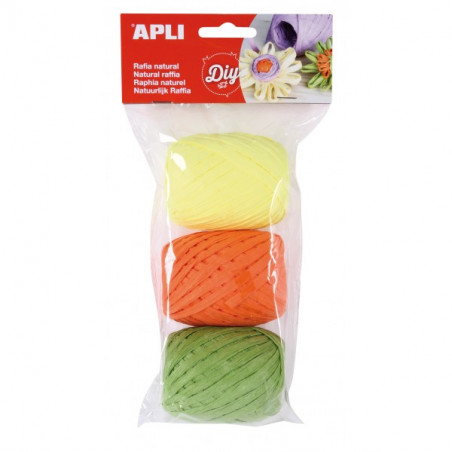 RAFIA NATURAL (FLUOR)(GROC,TARONJA,VERD) 3u 33gr