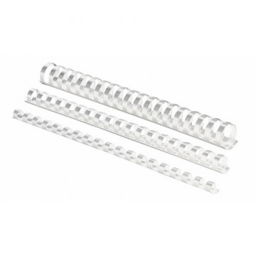 Canutillos plástico A4 21 anillas redondo 28mm blanco caja 50 unid