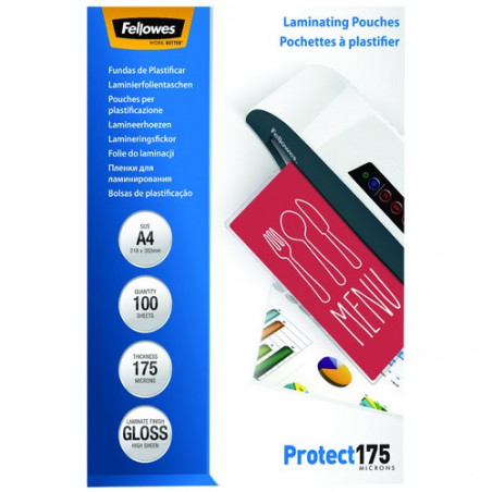 Funda Plastificar A4 175 micras Brillo 100 Fellowes