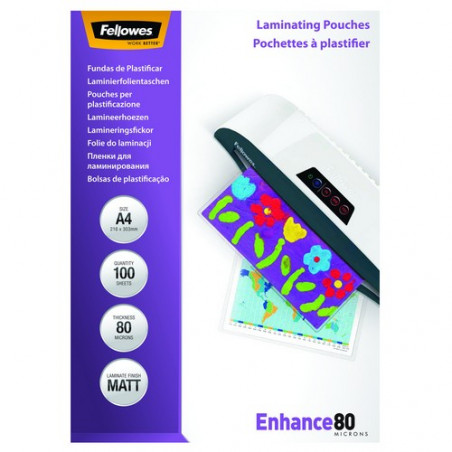 Funda Plastificar A4 80 micras Mate 100 Fellowes