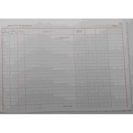 CARTONE COMPTABILITAT Nº 92 REGISTRO DE INGRESOS FOLI AP (300x20