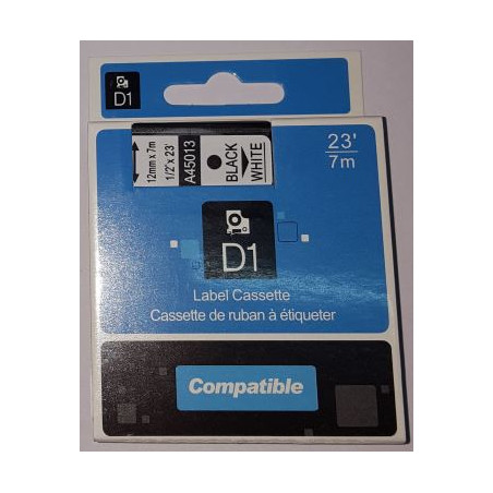 CINTA C DYMO D1 12MM NEGRE/BLANC DYM45013