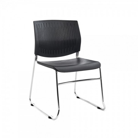 Silla confidente asiento y respaldo plastico negro