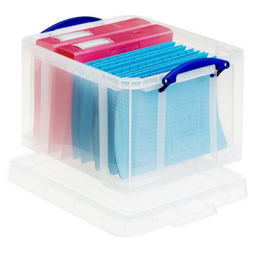 Caja apilable con tapa de 35 litros color cristal Archivo 2000