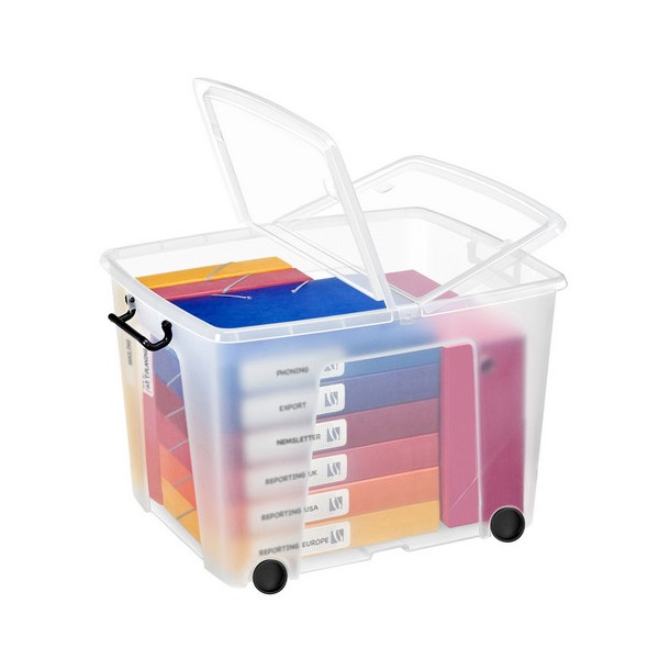 Caja multiuso 75l apilable con ruedas transparente Caja multiuso 75l apilable con ruedas transparente