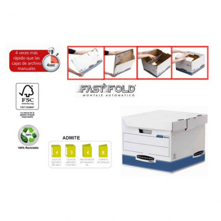 Contenedor archivo tapa fija A4 Bankers Box blanco azul Fellowes